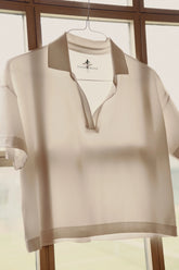 White Performance Jersey Cropped Caroline Polo